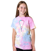 Girls Lacrosse Short Sleeve T-Shirt - Lacrosse Stick Heart Tie Dye