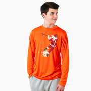 Guys Lacrosse Long Sleeve Performance Tee - Santa Laxer