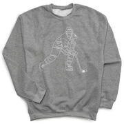 Hockey Crewneck Sweatshirt - Hockey Player Sketch