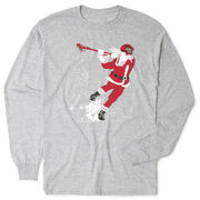 Guys Lacrosse Tshirt Long Sleeve - Santa Laxer