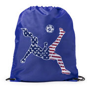 Soccer Drawstring Backpack - Girls Soccer Stars and Stripes Player