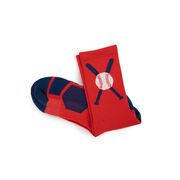 Baseball Woven Mid-Calf Socks - Crossed Bats Red