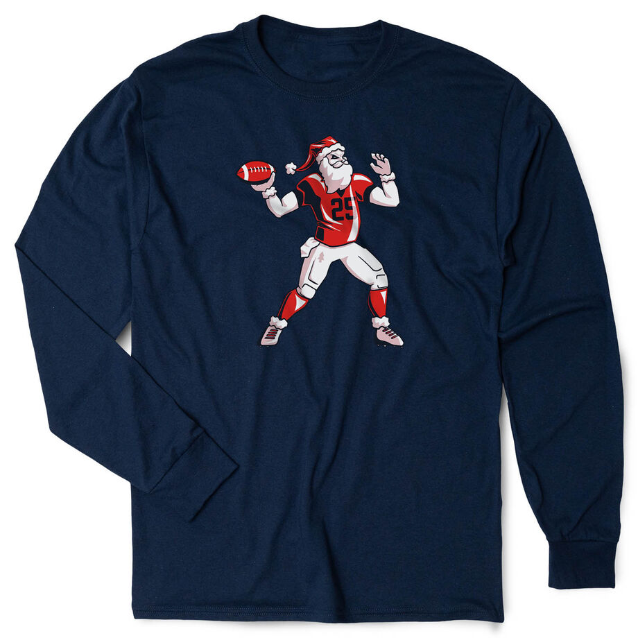 Football Tshirt Long Sleeve - Touchdown Santa