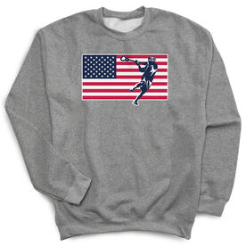 Guys Lacrosse Crewneck Sweatshirt - Patriotic Lacrosse