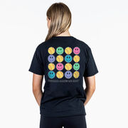 Softball Short Sleeve T-Shirt - Softball Makes Me Happy (Back Design)