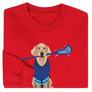 Guys Lacrosse Crewneck Sweatshirt - Laxer the Lacrosse Dog