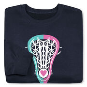 Girls Lacrosse Crewneck Sweatshirt - Lacrosse Stick Heart