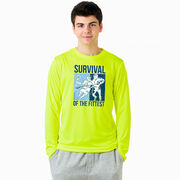 Guys Lacrosse Long Sleeve Performance Tee - Survival of the Fittest