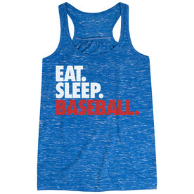 Baseball Flowy Racerback Tank Top - Eat Sleep Baseball (Bold Text)