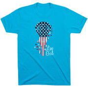 Girls Lacrosse Short Sleeve T-Shirt - Patriotic Lax Girl