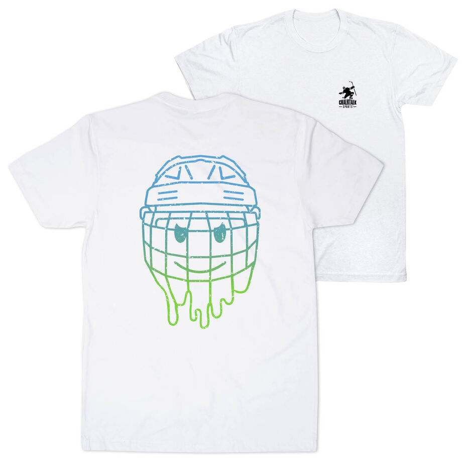 Hockey Short Sleeve T-Shirt - Have An Ice Day Smiley (Back Design)
