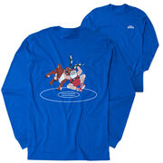 Wrestling Tshirt Long Sleeve - Wrestling Reindeer (Back Design)