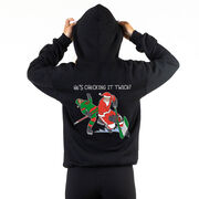 Hockey Hooded Sweatshirt - He's Checking It Twice (Back Design) 