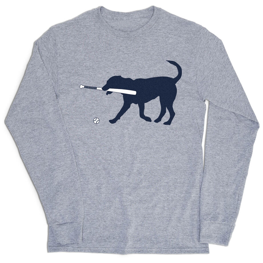 Baseball Tshirt Long Sleeve - Navy Baseball Dog - Personalization Image