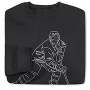 Hockey Crewneck Sweatshirt - Hockey Player Sketch