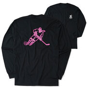 Hockey Tshirt Long Sleeve - Neon Hockey Girl (Back Design)