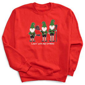 Guys Lacrosse Crewneck Sweatshirt - Laxin' With My Gnomies