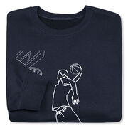 Basketball Crewneck Sweatshirt - Basketball Player Sketch