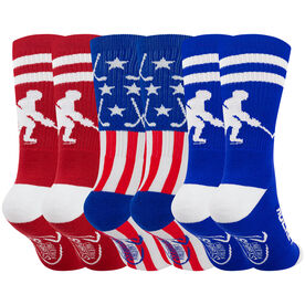 Hockey Woven Mid-Calf Sock Set - All American