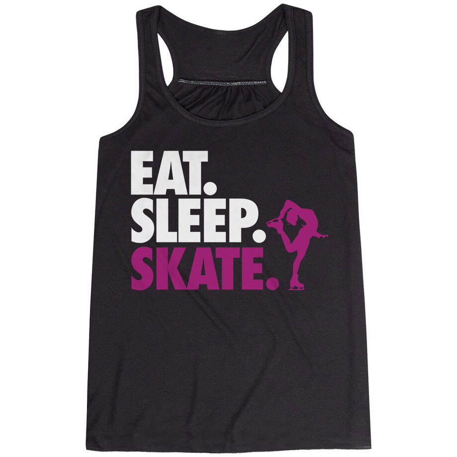 Figure Skating Flowy Racerback Tank Top - Eat Sleep Skate (Bold Text)