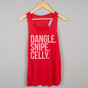 Hockey Flowy Racerback Tank Top - Dangle Snipe Celly Words