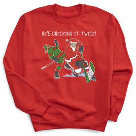 Hockey Crewneck Sweatshirt - He's Checking It Twice