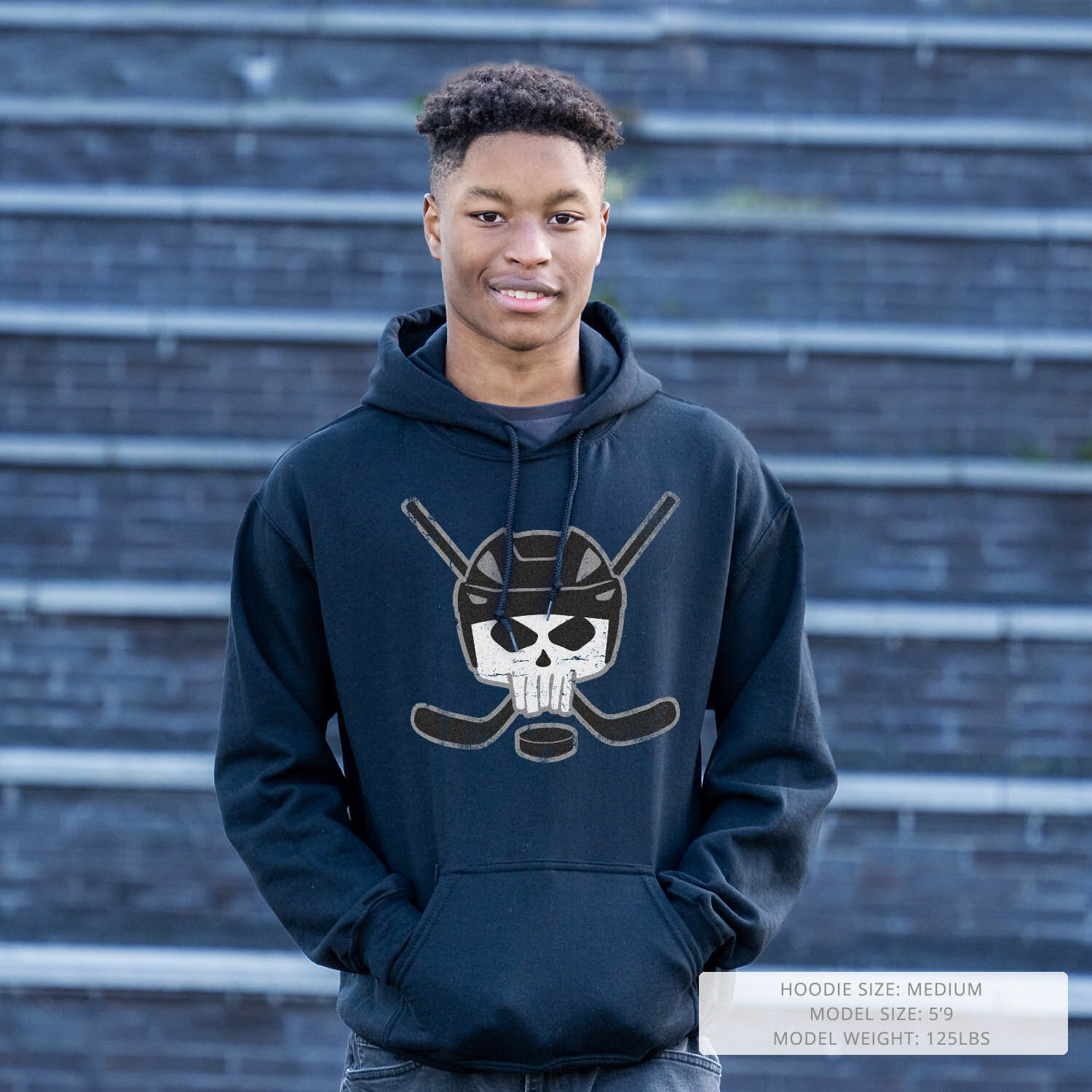 Hockey Hooded Sweatshirt Hockey Helmet Skull ChalkTalkSPORTS