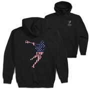 Guys Lacrosse Hooded Sweatshirt - American Flag Silhouette Lacrosse (Back Design)