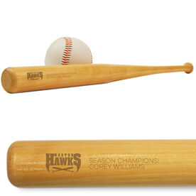 Engraved Mini Baseball Bat - Logo With Text