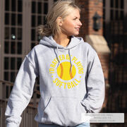 Softball Hooded Sweatshirt - I'd Rather Be Playing Softball Distressed