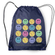 Softball Drawstring Backpack - Softball Makes Me Happy
