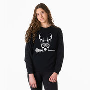 Girls Lacrosse Tshirt Long Sleeve - Lax Girl Reindeer
