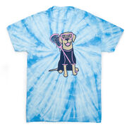 Girls Lacrosse Short Sleeve T-Shirt - Lily The Lacrosse Dog Tye Die