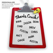 Thanks Coach Resin Ornament - Red Clipboard (Ready to Sign!)