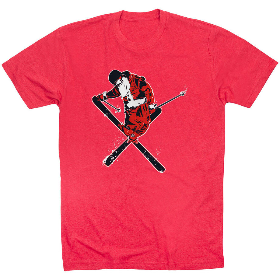 Skiing Short Sleeve T-Shirt - Freestyle Santa