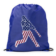 Baseball Drawstring Backpack - Baseball Stars and Stripes Player