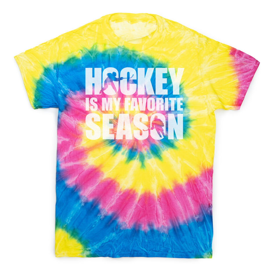 Hockey Short Sleeve T-Shirt - Hockey Is My Favorite Season Tie Dye