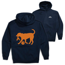 Basketball Hooded Sweatshirt - Basketball Dog (Back Design) [Adult X-Large/Navy] - SS