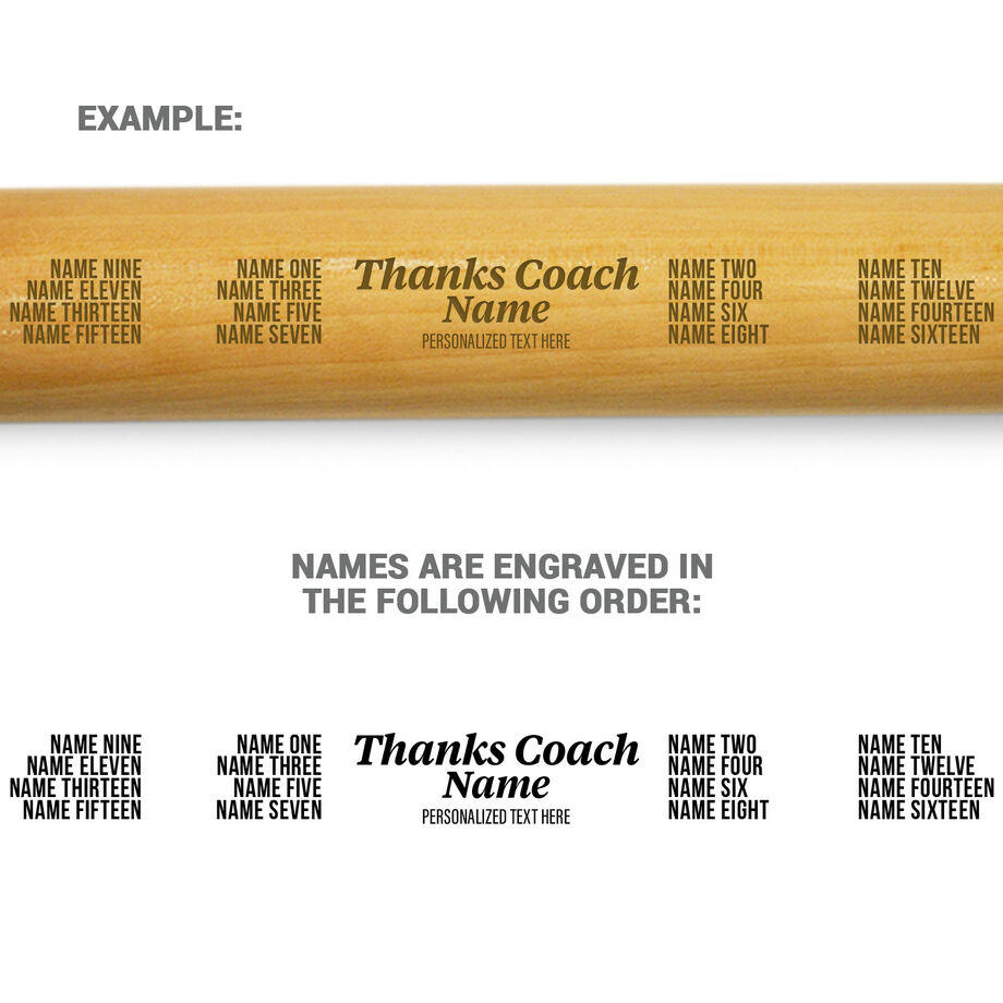 Engraved Mini Softball Bat - Thanks Coach With Roster