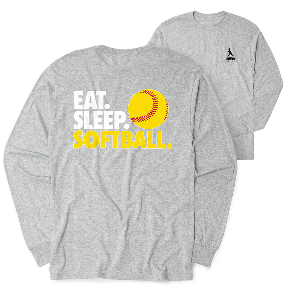 Softball Tshirt Long Sleeve - Eat. Sleep. Softball (Back Design)