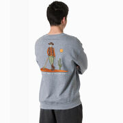 Guys Lacrosse Crewneck Sweatshirt - Slingin Heat In The High Noon (Back Design)
