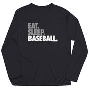 Baseball Long Sleeve Performance Tee - Eat Sleep Baseball Bold Text