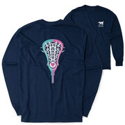 Girls Lacrosse Tshirt Long Sleeve - Lacrosse Stick Heart (Back Design)