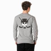 Hockey Tshirt Long Sleeve - Hockey Helmet Skull (Back Design)