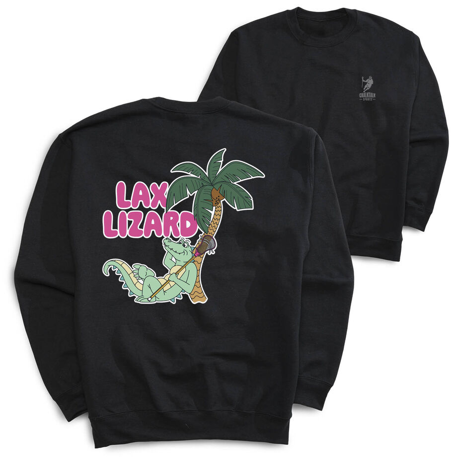 Guys Lacrosse Crewneck Sweatshirt - Lax Lizard (Back Design)