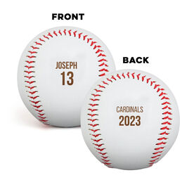 Engraved Baseball Front/Back - Player and Team Information