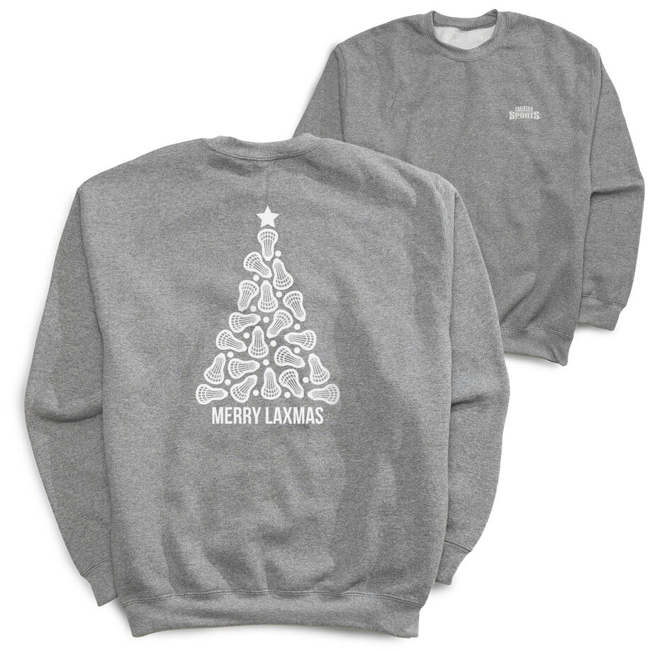 Lacrosse Crewneck Sweatshirt - Merry Laxmas Tree (Back Design)