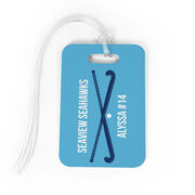 Field Hockey Bag/Luggage Tag - Personalized Text with Crossed Sticks