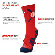 Baseball Woven Mid-Calf Socks - Crossed Bats Red