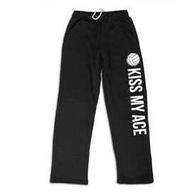 Volleyball Fleece Sweatpants - Kiss My Ace [Adult Large/Black] - SS